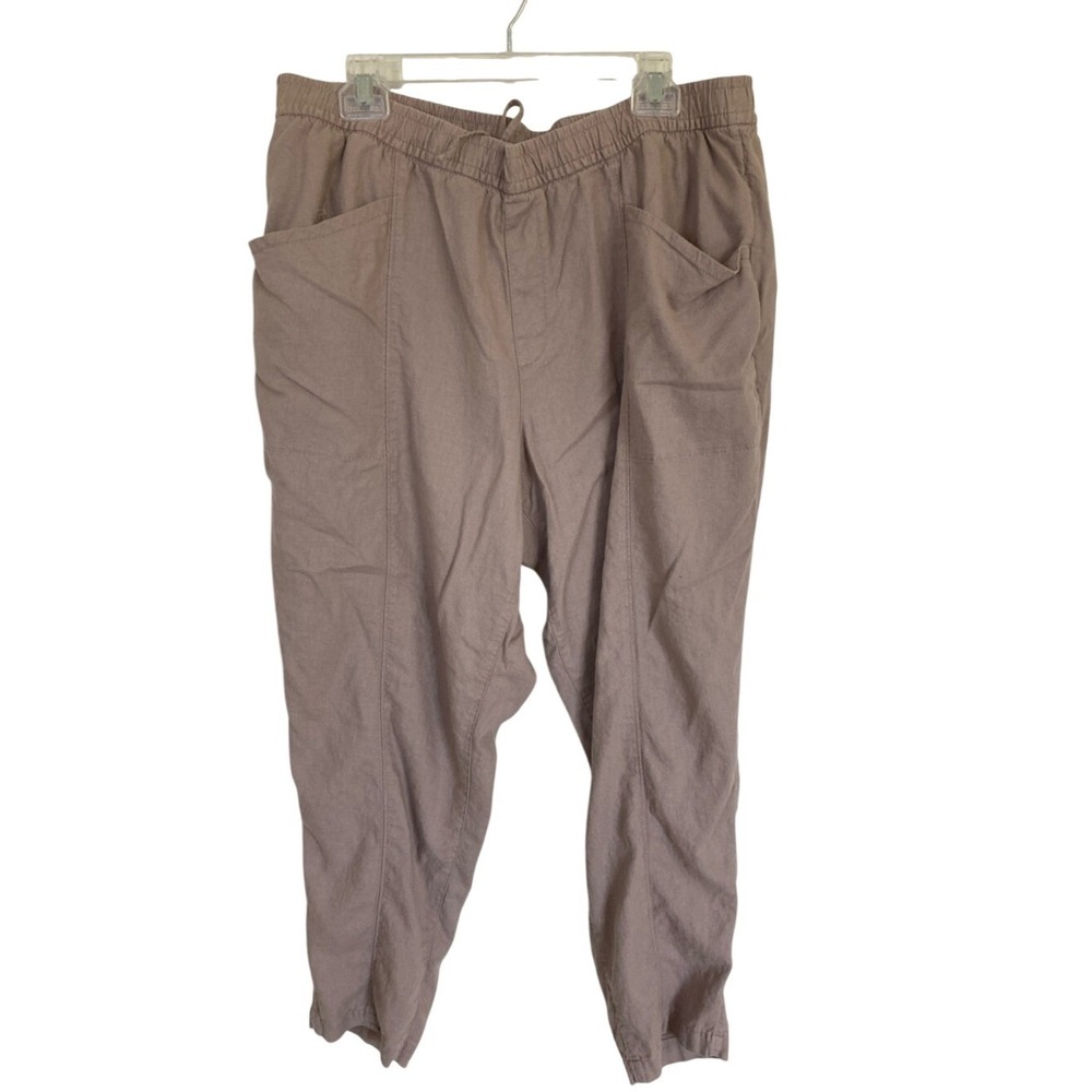 Old Navy Linen Blend Casual Elastic Waist Taupe Pull On Pants Size XL‎ Summer